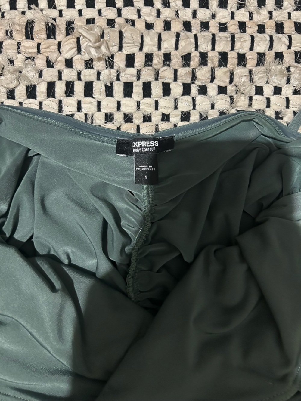 Express Body Contour Olive Green Ruched Swim Bottom